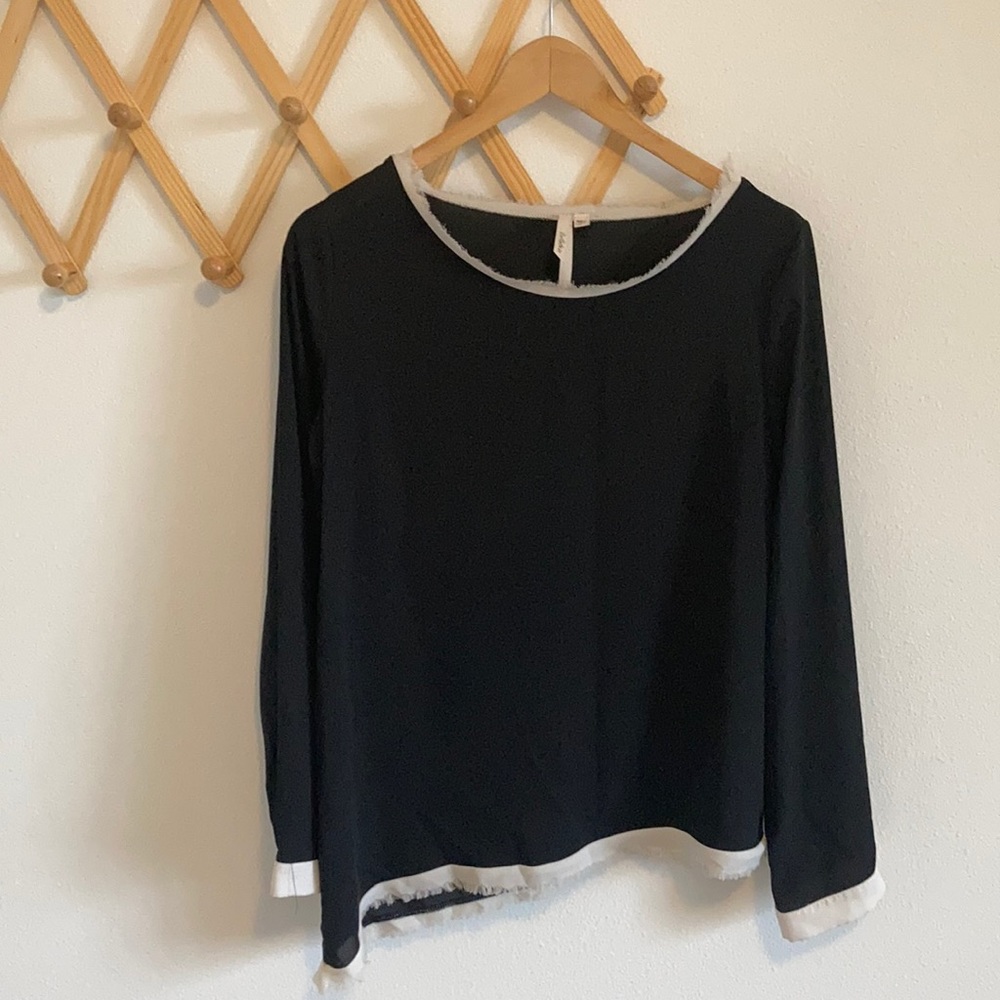 Bellatrix Raw Edge Asymmetrical Hemline Blouse